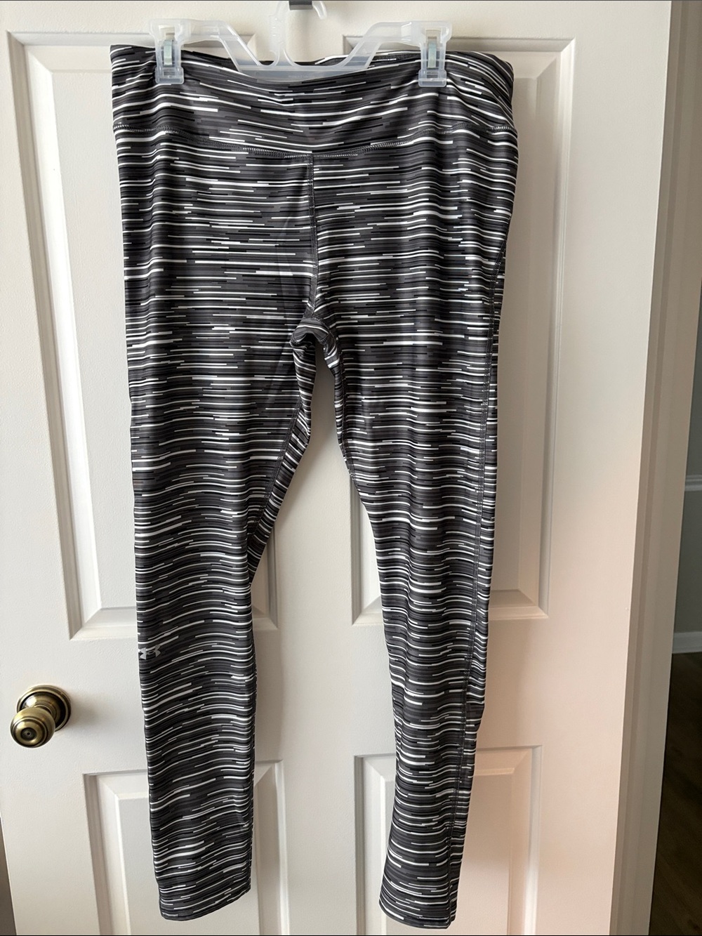 Under Armour Black & White Striped Active Leggings
